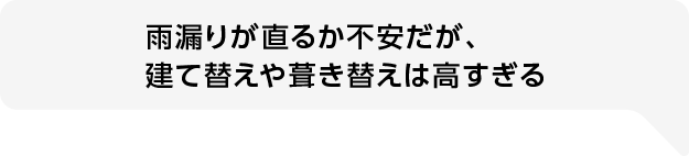 雨漏りが直るか不安だが、建て替えや葺き替えは高すぎる